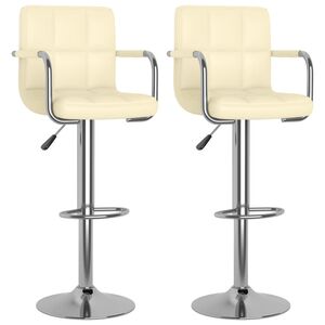 vidaXL Tabourets de bar lot de 2 cr&egrave;me similicuir