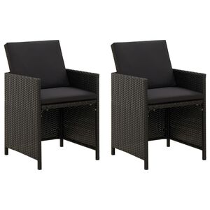vidaXL Chaises de jardin lot de 2 avec coussins R&eacute;sine tress&eacute;e Noir