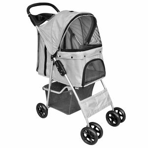 vidaXL Poussette pliable pour chiens/chats Gris