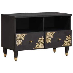 vidaXL Meuble TV Noir 70 x 33 x 46 cm Bois de mangue massif