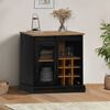vidaXL Buffet HALDEN porte coulissante noir 80x40x80 cm bois massif