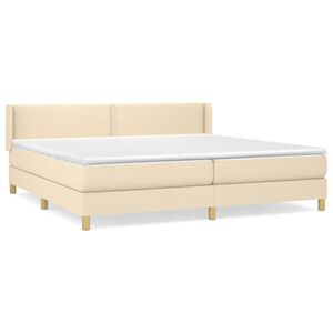 vidaXL Sommier &agrave; lattes de lit avec matelas Cr&egrave;me 200x200 cm Tissu
