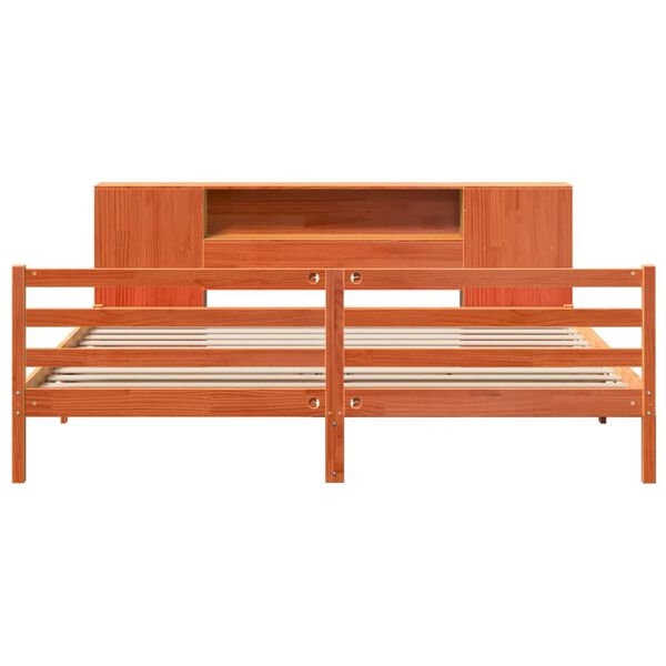vidaXL Lit biblioth&egrave;que sans matelas cire marron 200x200 cm pin massif