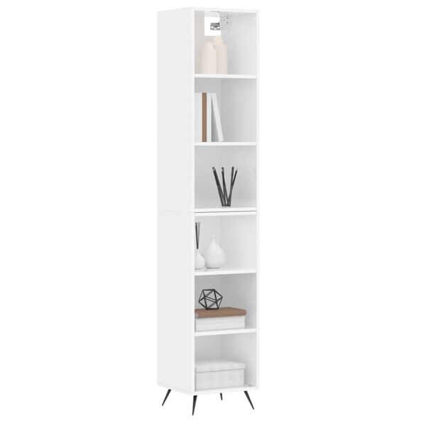 vidaXL Buffet haut Blanc brillant 34,5x32,5x180 cm Bois d'ing&eacute;nierie