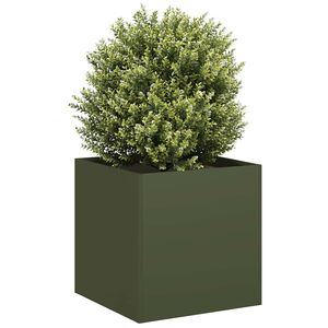 vidaXL Jardini&egrave;re vert olive 40x40x40 cm acier lamin&eacute; &agrave; froid