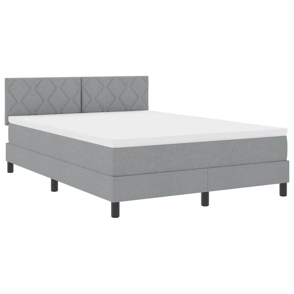 vidaXL Lit &agrave; ressorts avec matelas Gris clair 160 x 200 cm tissu