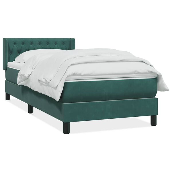vidaXL Sommier &agrave; lattes de lit et matelas vert fonc&eacute; 90x210 cm velours