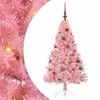 vidaXL Sapin de No&euml;l artificiel pr&eacute;-&eacute;clair&eacute; Rose 150 cm PVC