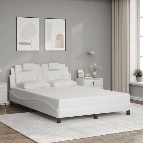 vidaXL Cadre de lit Viana avec LED sans matelas blanc 140x190 cm