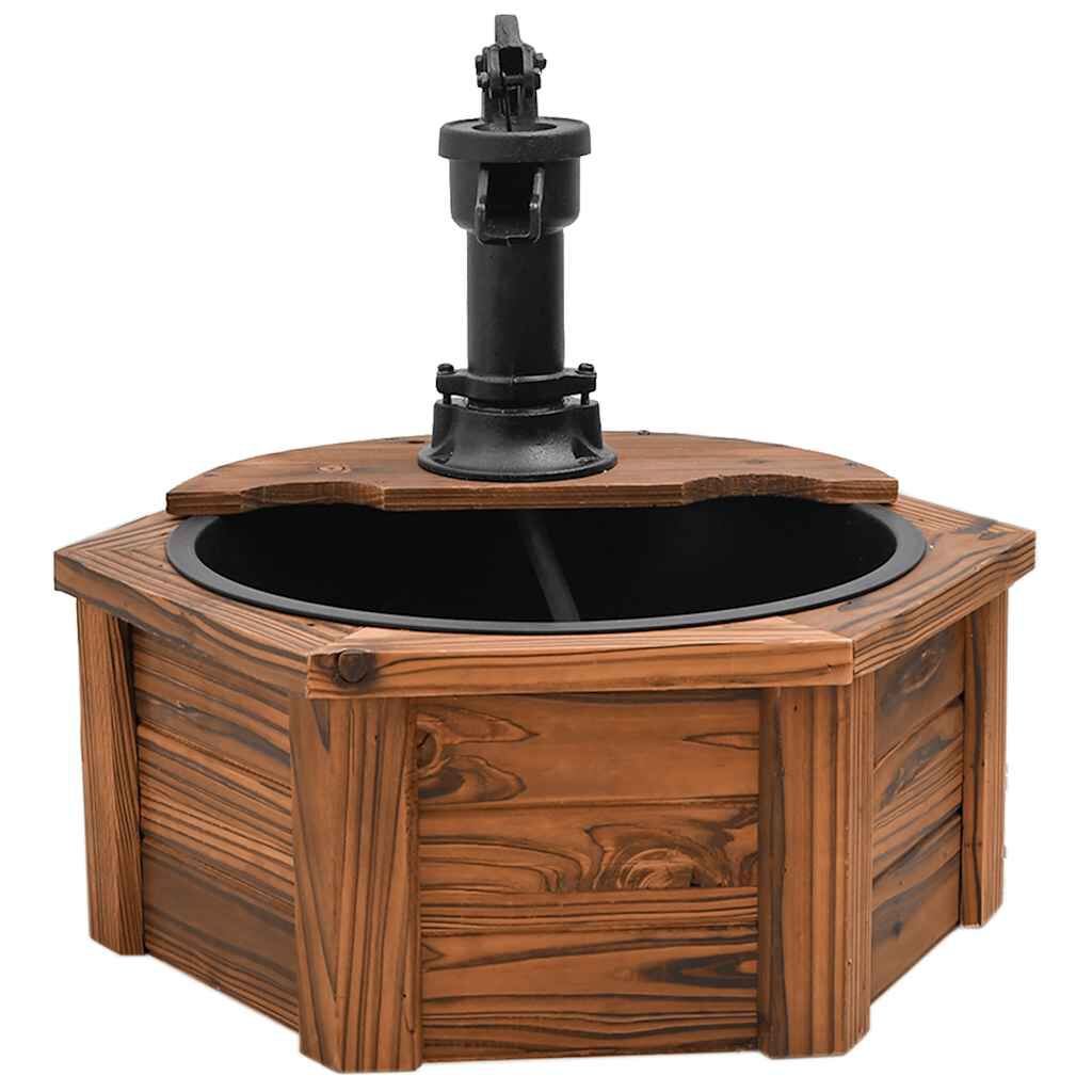 Fontaine à Eau En Bois Sapin 57x57x53 Cm - Avec Pompe, Décoration Jardin, Cascade