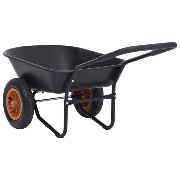 vidaXL Brouette Noir et orange 78 L 100 kg