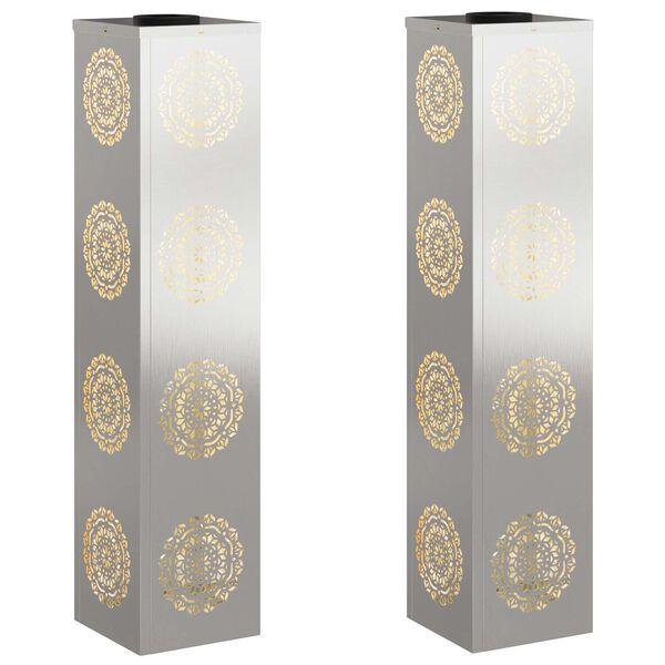 vidaXL Lumi&egrave;re de chemin LED solaire 2 pcs Argent&eacute; Acier inoxydable