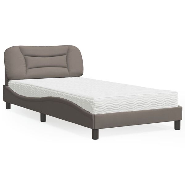 vidaXL Lit avec matelas Hvar taupe 100x200 cm tissu