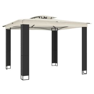 vidaXL Tonnelle &agrave; double toit cr&egrave;me 2,94x2,94 m acier
