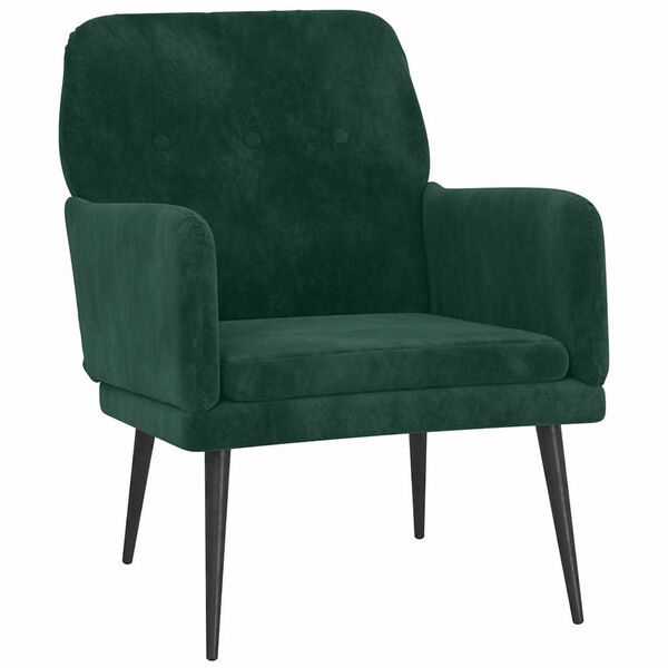 vidaXL Fauteuil Vert fonc&eacute; 62x79x79 cm Velours