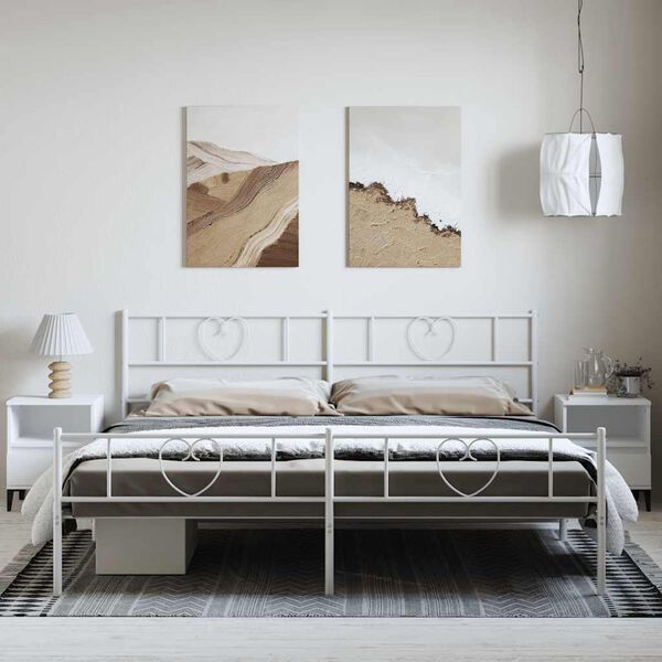 vidaXL Cadre de lit métal sans matelas et pied de lit blanc 193x203 cm