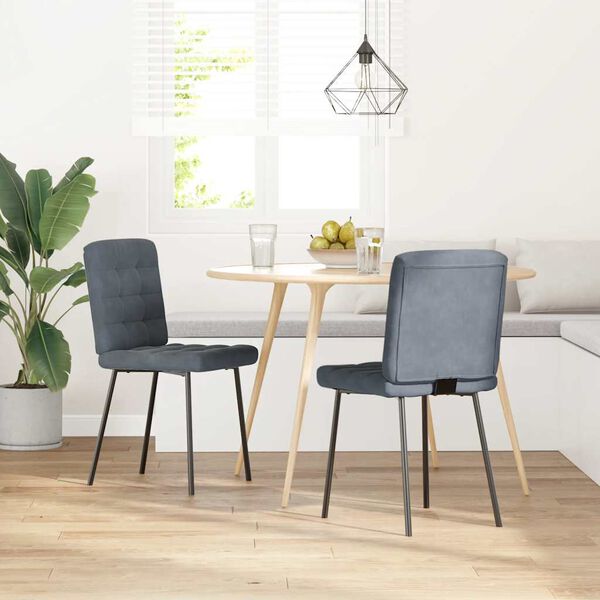 vidaXL Chaises à manger lot de 2 Gris foncé Velours