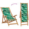 vidaXL Chaise pliable plage motif de feuilles bois d'eucalyptus/tissu
