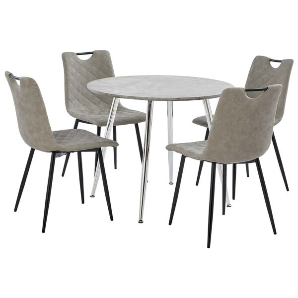 vidaXL Ensemble de salle &agrave; manger 5 pcs Similicuir Gris clair