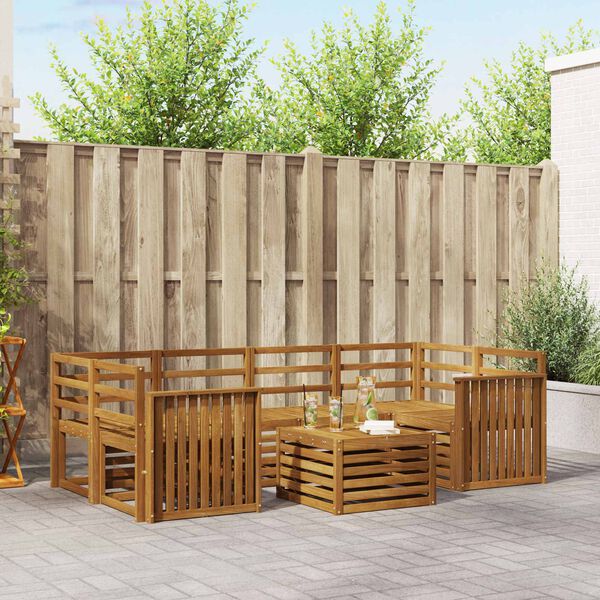 vidaXL Ensembles de canap&eacute;s 7 pcs Naturel Bois d'Acacia Massif