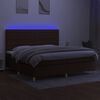 vidaXL Sommier &agrave; lattes de lit matelas et LED Marron fonc&eacute; 200x200 cm