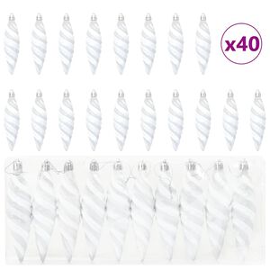 vidaXL Boule en forme de spirale de No&euml;l 40 pc Blanc 3 x 11 cm
