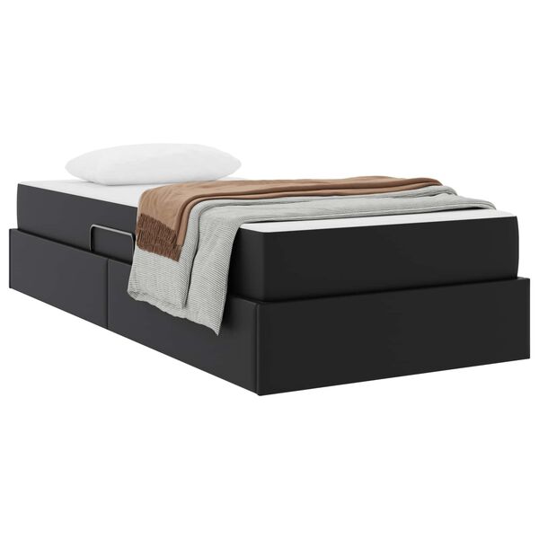 vidaXL Lit avec rangement et matelas avec matelas 2 pcs Noir Cuir