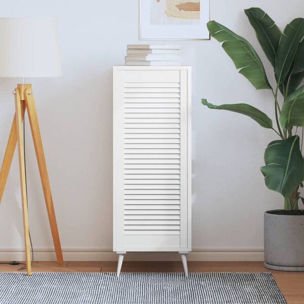 vidaXL Porte d'armoire &agrave; persiennes blanc 99,3x39,4 cm pin massif