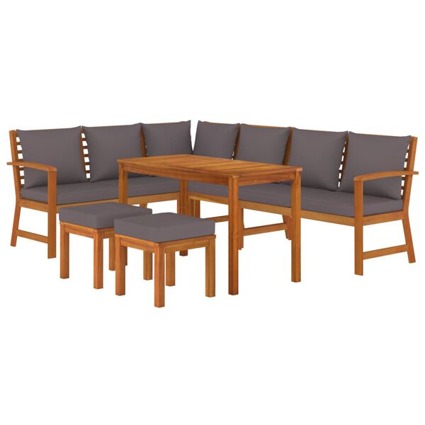 vidaXL Ensemble &agrave; manger de jardin coussins 7 pcs Bois acacia