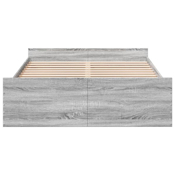 vidaXL Cadre de lit avec tiroirs sans matelas sonoma gris 135x190 cm
