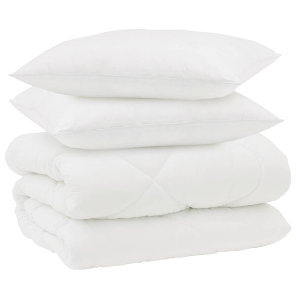 vidaXL Duvet d'hiver avec oreiller 3 pcs Blanc Microfibre