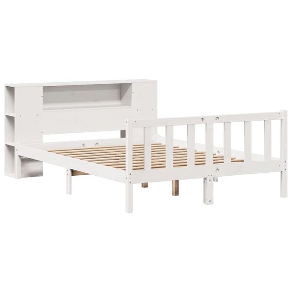 vidaXL Lit bibliothèque sans matelas blanc 150x200 cm bois pin massif