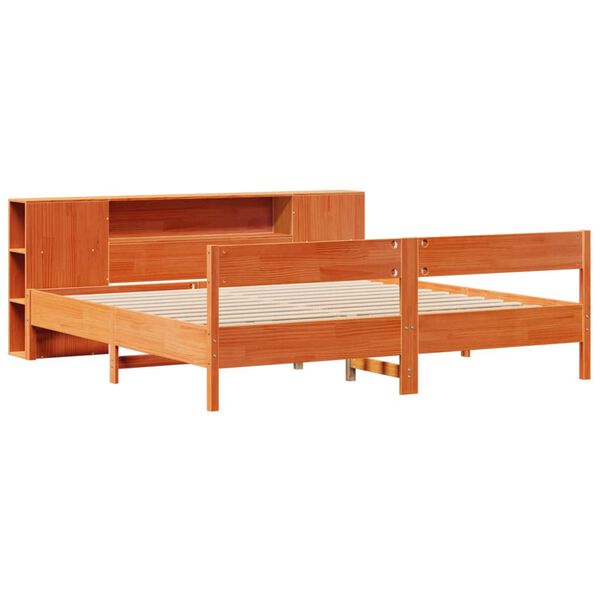 vidaXL Lit biblioth&egrave;que sans matelas cire marron 180x200 cm pin massif