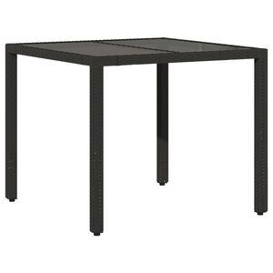 vidaXL Table de jardin dessus en verre Noir 90x90x75 cm R&eacute;sine tress&eacute;e