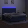 vidaXL Sommier &agrave; lattes de lit et matelas et LED Bleu 160x200 cm Tissu