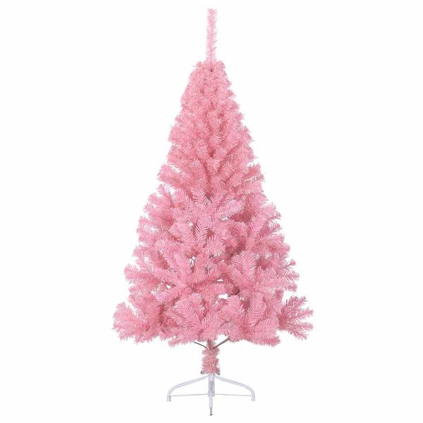 vidaXL Sapin de No&euml;l artificiel pr&eacute;-&eacute;clair&eacute; Rose 150 cm PVC
