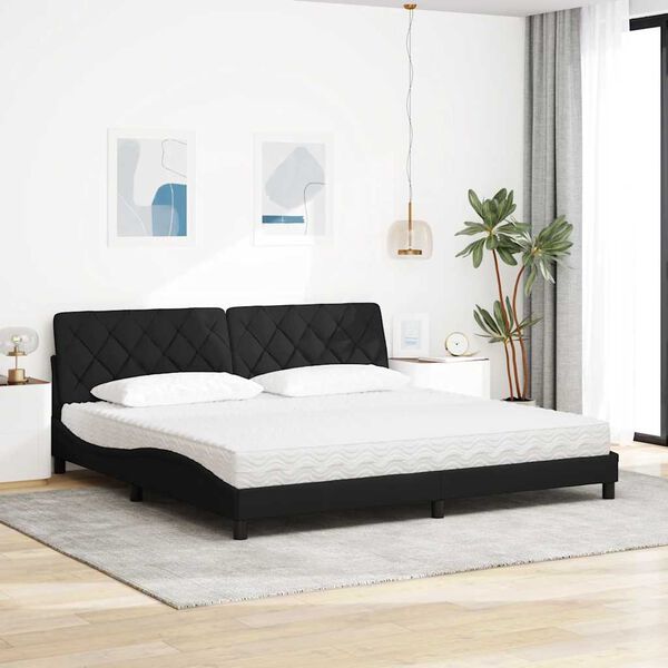 vidaXL Lit avec matelas noir 200x200 cm tissu