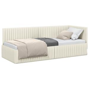 vidaXL Cadre de lit d'angle Cr&egrave;me 80 x 200 cm Velours