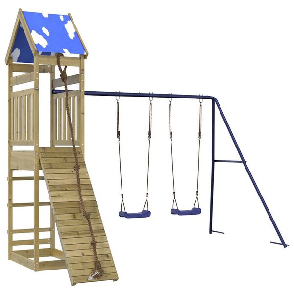 vidaXL Aire de jeux d'ext&eacute;rieur bois de pin impr&eacute;gn&eacute;