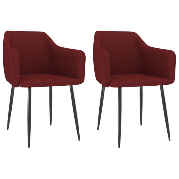 vidaXL Chaises &agrave; manger lot de 2 rouge bordeaux tissu
