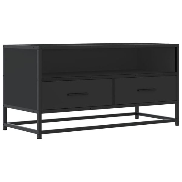 vidaXL Meuble TV noir 80x34,5x40 cm bois d'ingénierie et métal