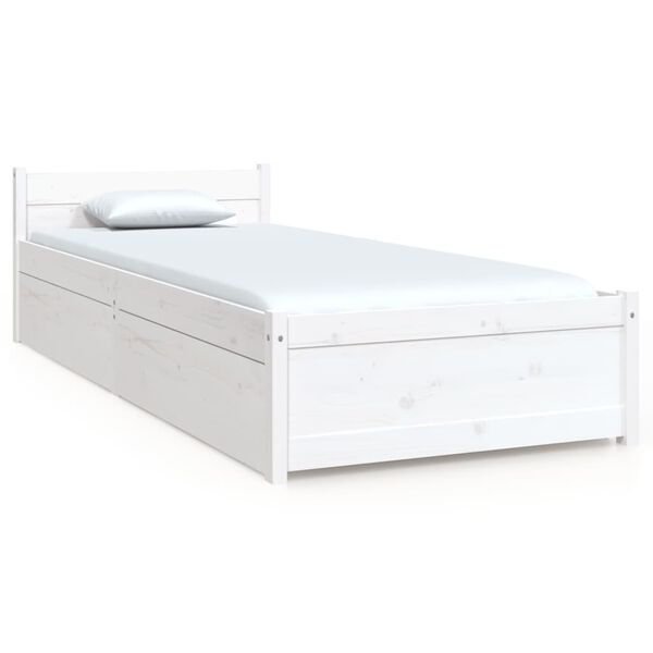vidaXL Cadre de lit sans matelas avec tiroirs blanc