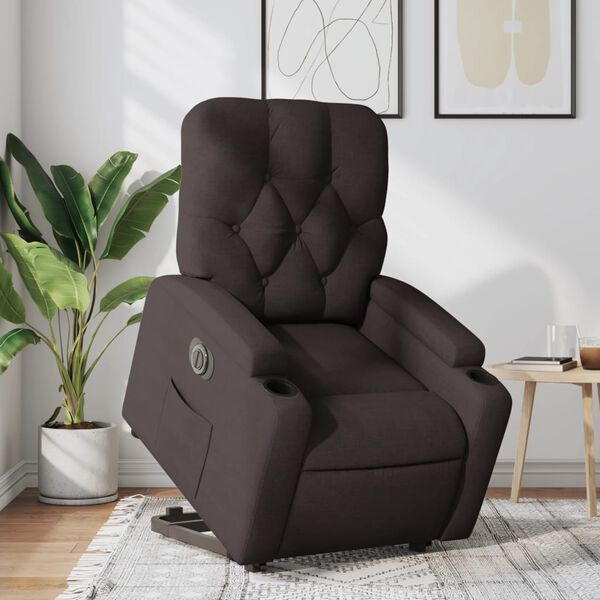vidaXL Fauteuil inclinable &eacute;lectrique marron fonc&eacute; tissu