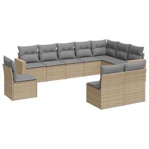 vidaXL Salon de jardin avec coussins 10 pcs beige r&eacute;sine tress&eacute;e