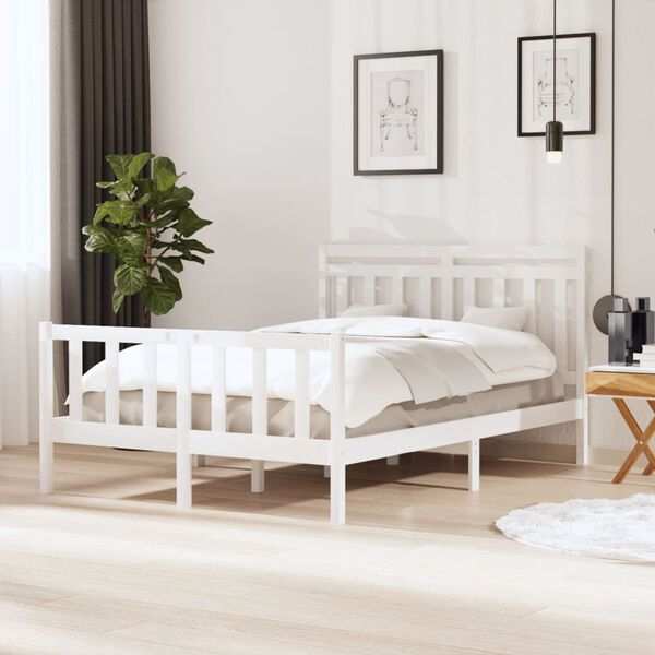 vidaXL Cadre de lit sans matelas blanc bois massif 140x190 cm