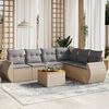 vidaXL Salon de jardin avec coussins 7 pcs beige r&eacute;sine tress&eacute;e