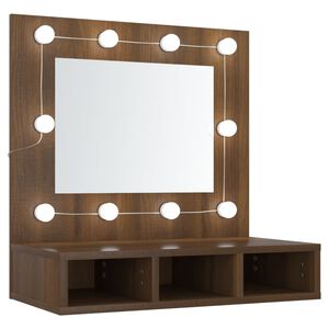 vidaXL Armoire &agrave; miroir avec LED Ch&ecirc;ne marron 60x31,5x62 cm