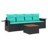 vidaXL Ensemble de canap&eacute; de jardin 5 pcs avec coussins noir r&eacute;sine tress&eacute;e