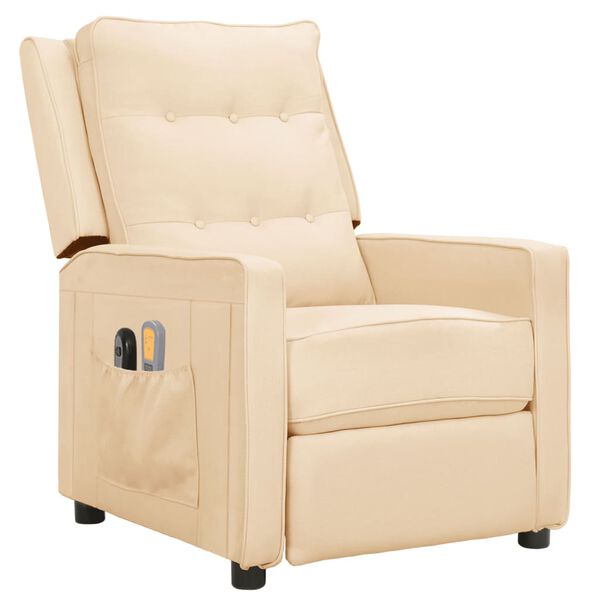 vidaXL Fauteuil électrique de massage Crème Tissu