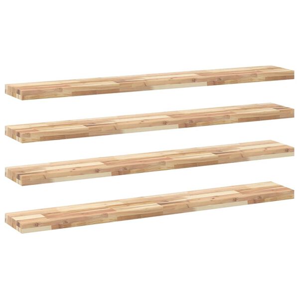 vidaXL &Eacute;tag&egrave;res flottantes 4 pcs 160x20x4 cm acacia massif non trait&eacute;
